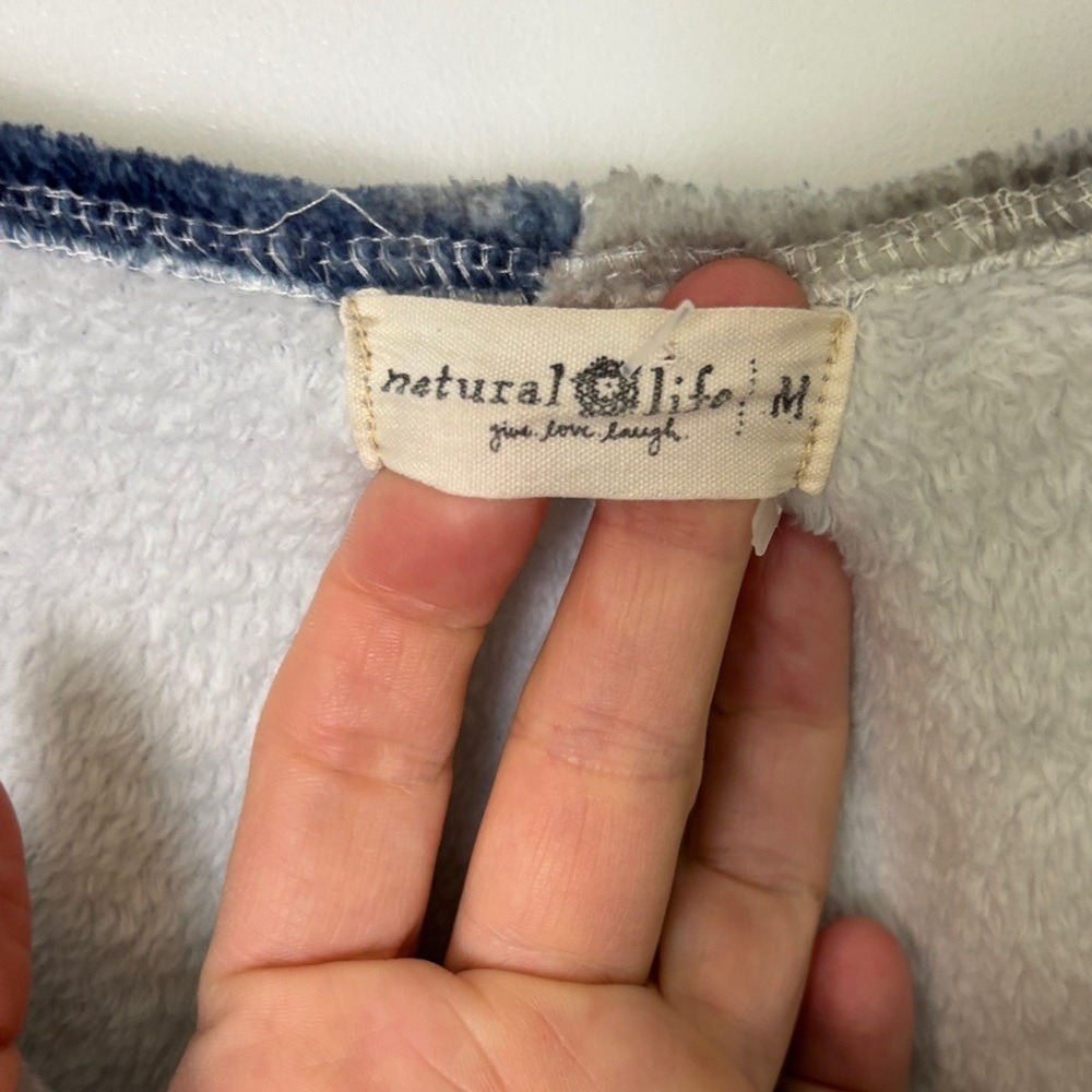 Natural Life Tie-Dye‎ Fleece Zip Pajama Jumpsuit Blue Gray Medium - Picture 3 of 8